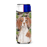 Caroline'S Treasures Brittany Spaniel Pine Cones Decorative Can Hugger, Slim, Multicolor