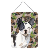 Caroline'S Treasures Black White French Bulldog Pine Cones Metal Print, 16 X 12, Multicolor