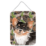 Caroline'S Treasures Long Haired Chihuahua Pine Cones Metal Print, 16 X 12, Multicolor