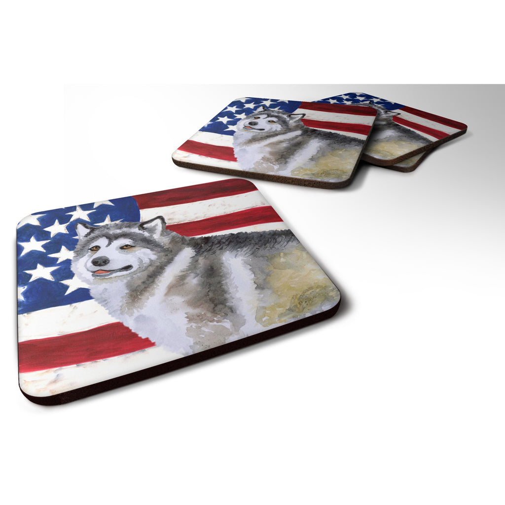 Caroline'S Treasures Alaskan Malamute Patriotic Decorative Coasters