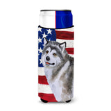 Caroline'S Treasures Alaskan Malamute Patriotic Decorative Can Hugger, Slim, Multicolor