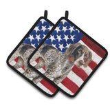 Caroline'S Treasures German Shorthaired Pointer Patriotic Decorated Pot Holder, 7.5H X 7.5W, Usa American Flag