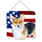 Caroline'S Treasures Pembroke Corgi Patriotic Metal Print, 6H X 6W, Usa American Flag