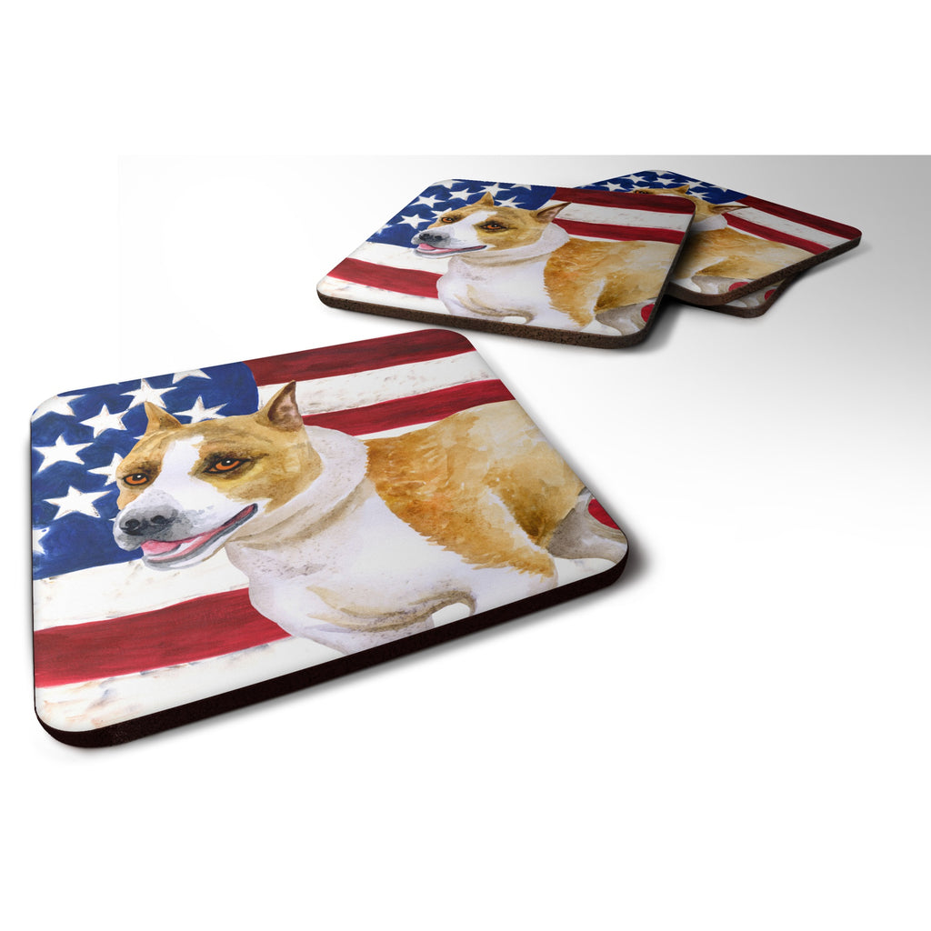 Caroline's Treasures American Staffordshire Patriotic Decorative Coasters