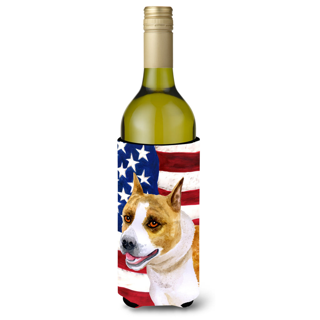 Caroline'S Treasures American Staffordshire Patriotic Decorative Bottle Hugger