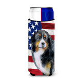 Caroline'S Treasures Bernese Mountain Dog Patriotic Decorative Can Hugger, Slim, Multicolor