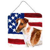 Caroline'S Treasures Smooth Fox Terrier Patriotic Metal Print, 6H X 6W, Usa American Flag