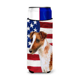 Caroline'S Treasures Smooth Fox Terrier Patriotic Decorative Can Hugger, Slim, Multicolor