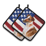 Caroline'S Treasures Smooth Fox Terrier Patriotic Decorated Pot Holder, 7.5H X 7.5W, Usa American Flag