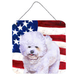 Caroline'S Treasures Bichon Frise Patriotic Metal Print, 6H X 6W, Usa American Flag