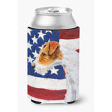 Caroline'S Treasures Fox Terrier Patriotic Decorative Can Hugger, Multicolor