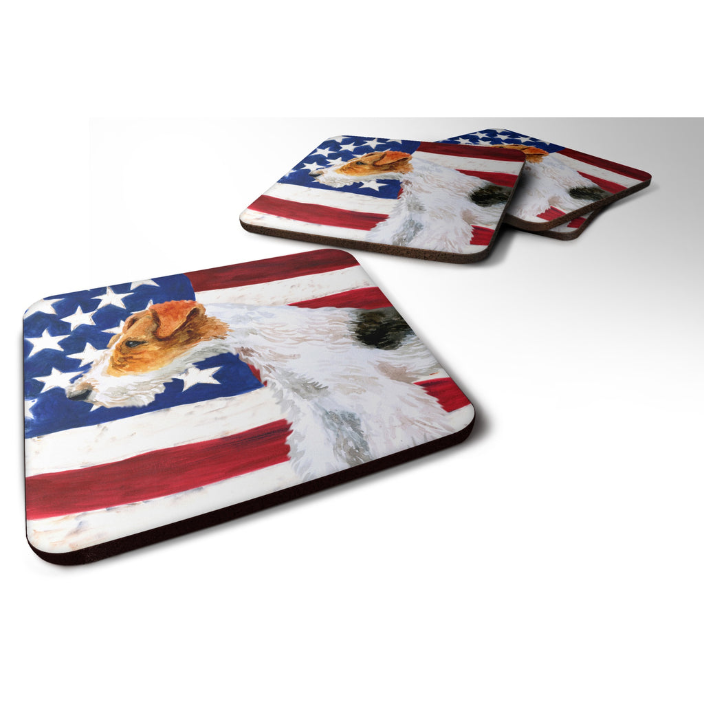 Caroline'S Treasures Smooth Fox Terrier Patriotic Decorative Coasters