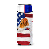 Caroline'S Treasures Fox Terrier Patriotic Decorative Can Hugger, Slim, Multicolor