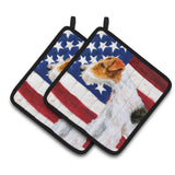 Caroline'S Treasures Fox Terrier Patriotic Decorated Pot Holder, 7.5H X 7.5W, Usa American Flag