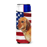 Caroline'S Treasures Dachshund Patriotic Decorative Can Hugger, Slim, Multicolor