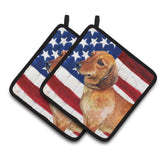 Caroline'S Treasures Dachshund Patriotic Decorated Pot Holder, 7.5H X 7.5W, Usa American Flag