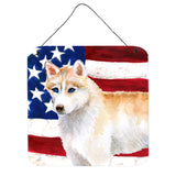 Caroline'S Treasures Siberian Husky Patriotic Metal Print, 6H X 6W, Usa American Flag