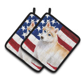 Caroline'S Treasures Siberian Husky Patriotic Decorated Pot Holder, 7.5H X 7.5W, Usa American Flag
