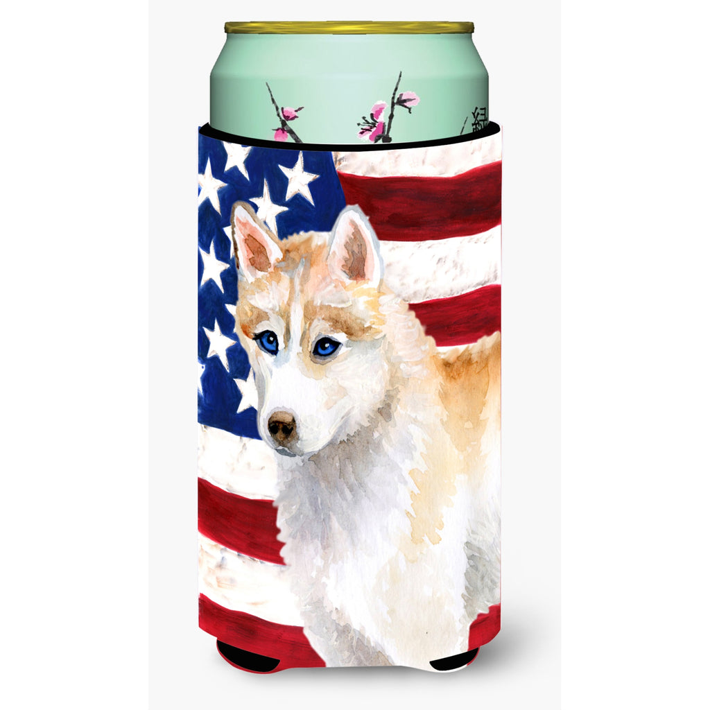 Siberian Husky Patriotic Decorative Can Hugger, Tall Boy