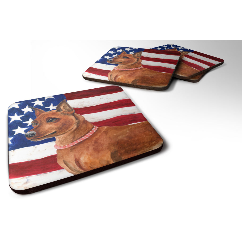 Caroline's Treasures Miniature Pinscher Patriotic Decorative Coasters