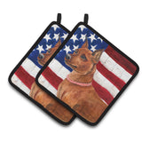 Caroline'S Treasures Miniature Pinscher Patriotic Decorated Pot Holder, 7.5H X 7.5W, Usa American Flag