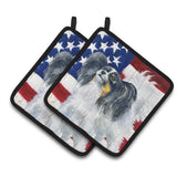 Caroline'S Treasures Papillon Patriotic Decorated Pot Holder, 7.5H X 7.5W, Usa American Flag