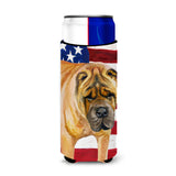 Caroline'S Treasures Shar Pei Patriotic Decorative Can Hugger, Slim, Multicolor