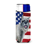 Caroline'S Treasures Schnauzer Patriotic Decorative Can Hugger, Slim, Multicolor