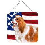 Caroline'S Treasures Cavalier Spaniel Patriotic Metal Print, 6H X 6W, Usa American Flag
