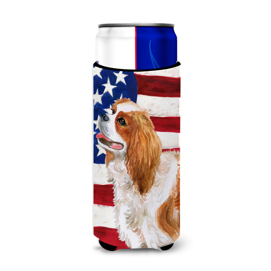 Caroline'S Treasures Tricolor Cavalier Spaniel Patriotic Decorative Can Hugger, Tall