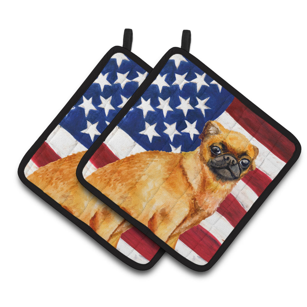 Caroline'S Treasures Small Brabant Griffon Patriotic Decorated Pot Holder