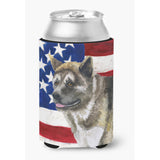 Caroline'S Treasures American Akita Patriotic Decorative Can Hugger, Multicolor