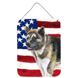 Caroline'S Treasures American Akita Patriotic Metal Print, 16 X 12, Multicolor