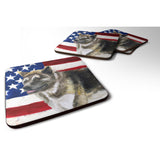 Caroline'S Treasures American Akita Patriotic Decorative Coasters, Multicolor