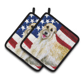 Caroline'S Treasures Irish Wolfhound Patriotic Decorated Pot Holder, 7.5H X 7.5W, Usa American Flag