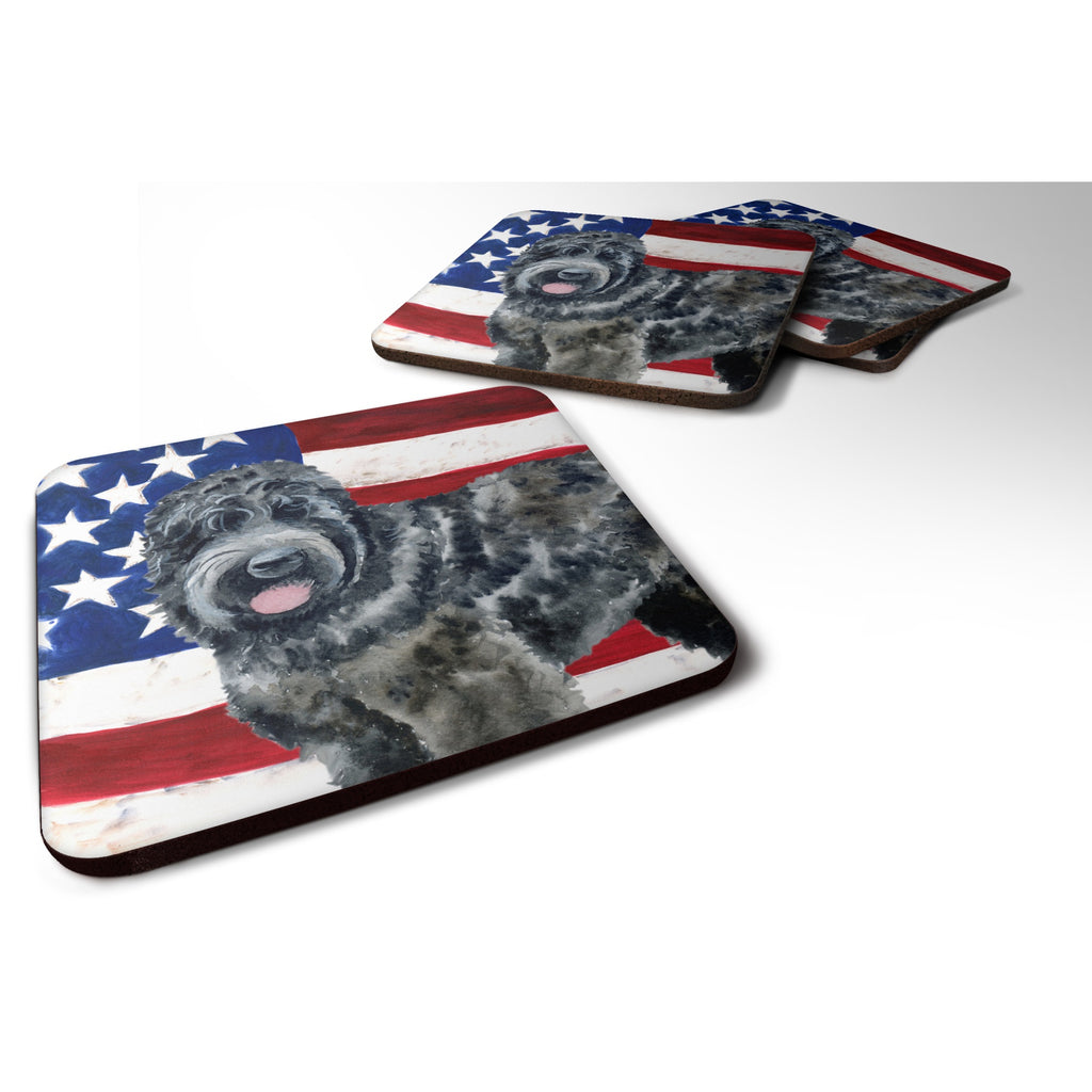 Caroline'S Treasures Black Russian Terrier Patriotic Decorative Coasters