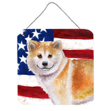 Caroline'S Treasures Shiba Inu Patriotic Metal Print, 6H X 6W, Usa American Flag