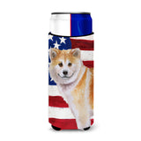 Caroline'S Treasures Shiba Inu Patriotic Decorative Can Hugger, Slim, Multicolor