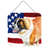 Caroline'S Treasures Saint Bernard Patriotic Metal Print, 6H X 6W, Usa American Flag