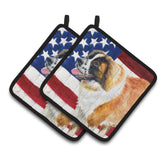 Caroline'S Treasures Saint Bernard Patriotic Decorated Pot Holder, 7.5H X 7.5W, Usa American Flag
