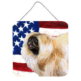 Caroline'S Treasures Pekingese Patriotic Metal Print, 6H X 6W, Usa American Flag