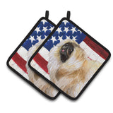 Caroline'S Treasures Pekingese Patriotic Decorated Pot Holder, 7.5H X 7.5W, Usa American Flag
