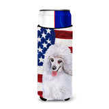 Caroline'S Treasures Medium White Poodle Patriotic Decorative Can Hugger, Slim, Multicolor