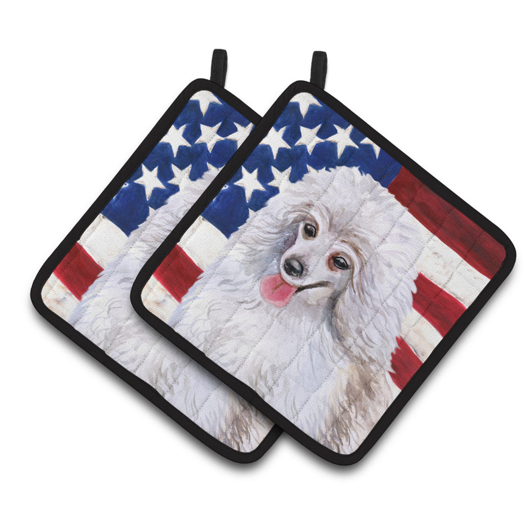 Caroline'S Treasures Medium White Poodle Patriotic Decorated Pot Holder