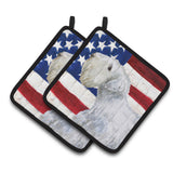 Caroline'S Treasures Sealyham Terrier Patriotic Decorated Pot Holder, 7.5H X 7.5W, Usa American Flag