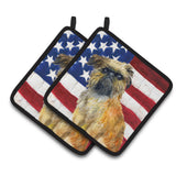Caroline'S Treasures Brussels Griffon Patriotic Decorated Pot Holder, 7.5H X 7.5W, Usa American Flag