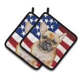 Caroline'S Treasures French Bulldog Patriotic Decorated Pot Holder, 7.5H X 7.5W, Usa American Flag