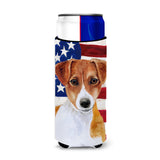 Caroline'S Treasures Jack Russell Terrier Patriotic Decorative Can Hugger, Slim, Multicolor