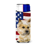 Caroline'S Treasures Cairn Terrier Patriotic Decorative Can Hugger, Slim, Multicolor