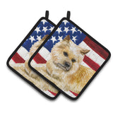 Caroline'S Treasures Cairn Terrier Patriotic Decorated Pot Holder, 7.5H X 7.5W, Usa American Flag